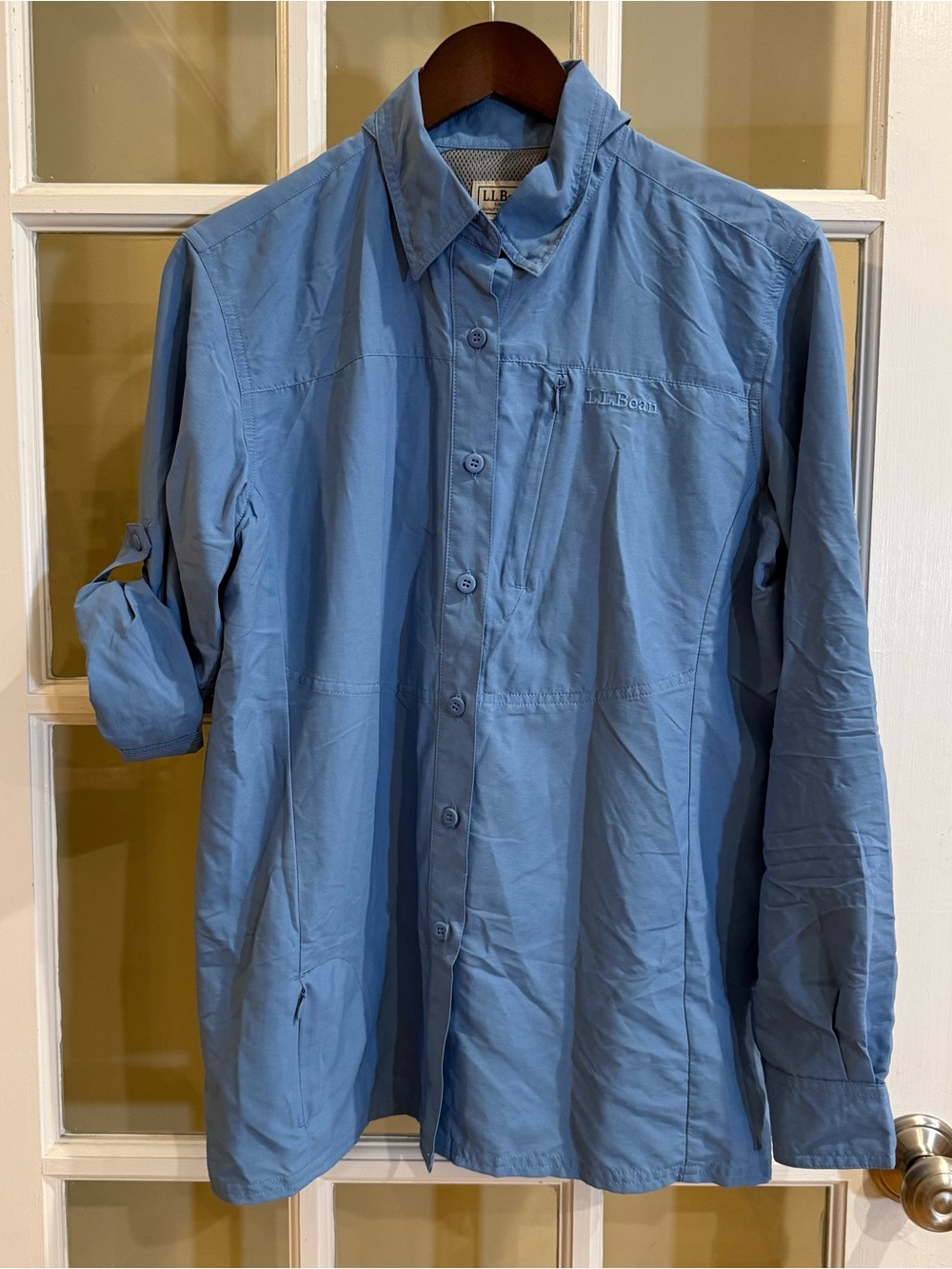 L.L. Bean No Fly Zone Women's Roll Up Long Sleeves Hiking Shirt Size Small